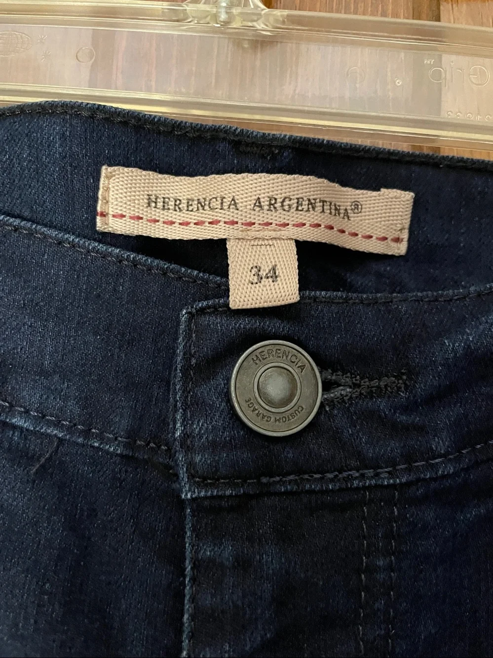 Herencia Argentina men’s designer jeans, dark blue, straight leg, 34 x 30